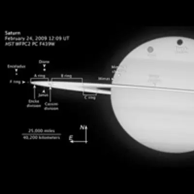 Annotated Image of Saturn's Rings and Moons