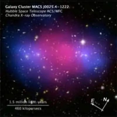 Compass and Scale Image of Galaxy Cluster MACS J0025.4-1222