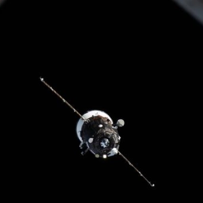 Progress 94 approaches the International Space Station for docking