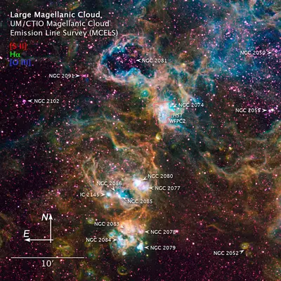 MCELS Annotated Image of a Portion of the Large Magellanic Cloud