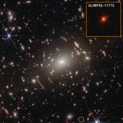 Abell S1063 with Pullout of GLIMPSE-17775 (NIRCam Image)