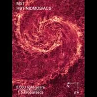 Compass and Scale Image of M51 with NICMOS in Infrared
