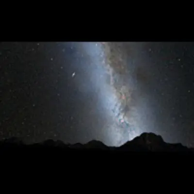 Nighttime Sky View of Future Galaxy Merger: Present Day