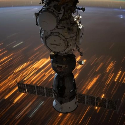 The city lights of Sub-Saharan Africa streak below the International Space Station