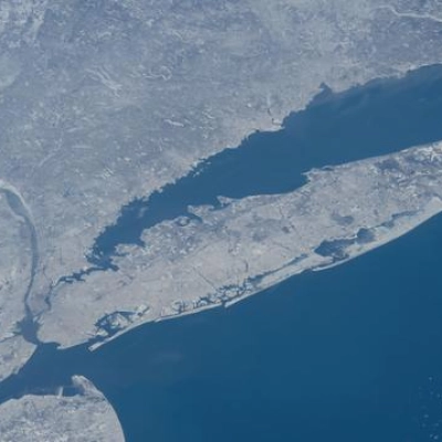 The wintry landscape of New Jersey, New York, and Connecticut
