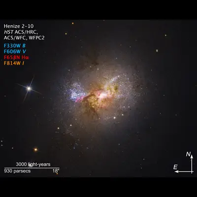 Dwarf Starburst Galaxy Henize 2-10 Compass