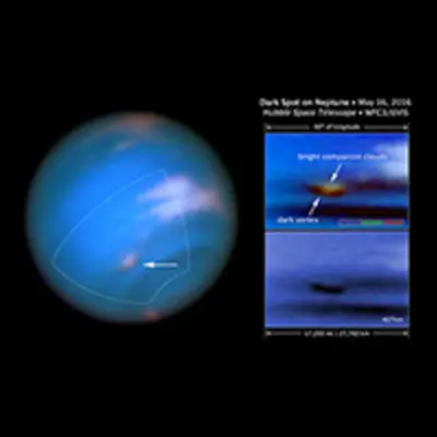 Scale and Compass Image for Dark Spot on Neptune