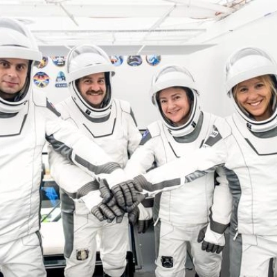 The four members of NASA's SpaceX Crew-12 mission to the International Space Station