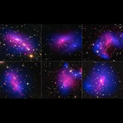 Six Galaxy Cluster Collisions, with Dark-Matter Maps (Hubble and Chandra)