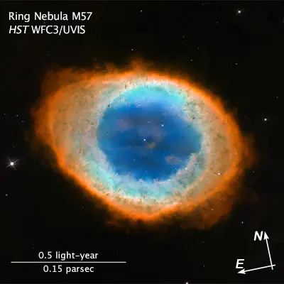 Compass and Scale Image for Ring Nebula (HST only)