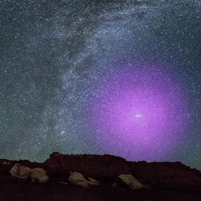 M31 Halo Illustration over Rocky Terrain