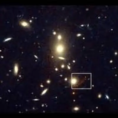 Location of the Gravitationally Lensed Galaxy in the Cluster