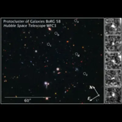 Compass and Scale Image of Borg 58 Galaxy Field