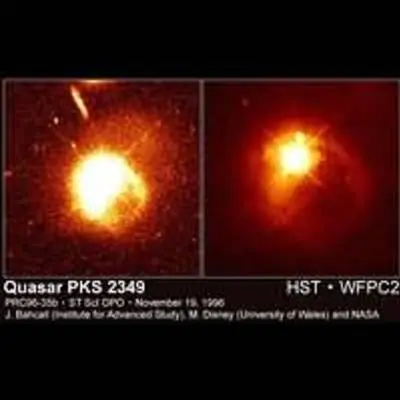 A Quasar's Companion Galaxy (left) and Galaxy Nucleus (right)