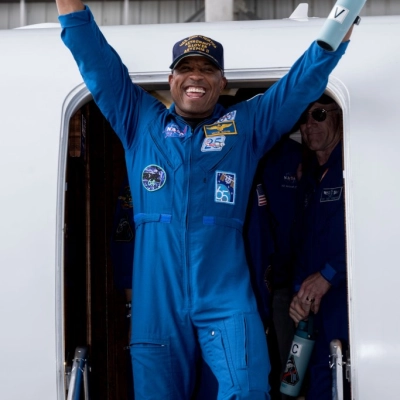 Date: April 11, 2026 Subject: Artemis-02 Crew Return Ceremony Location: Ellington Field Photo Credit: NASA/David DeHoyos