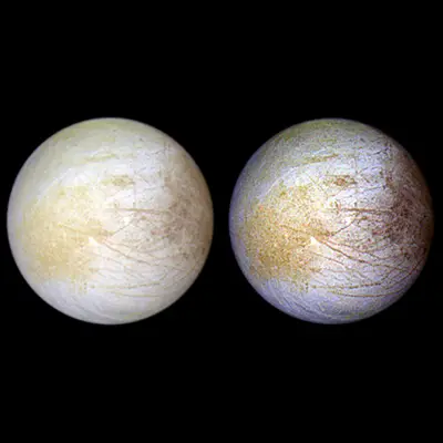 Europa Global Views in Natural and Enhanced Colors