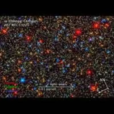 Compass and Scale Image of Omega Centauri