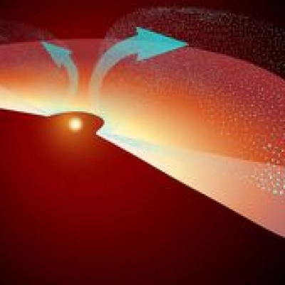 Silicate Crystallization and Movement Near Protostar EC 53 (Illustration)