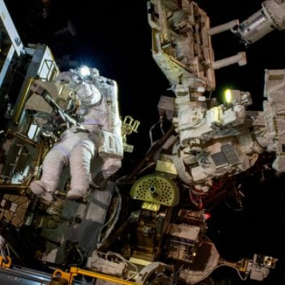 Astronaut Suni Williams during a spacewalk outside the International Space Station