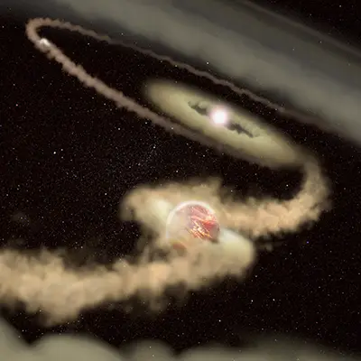 Artist's illustration of exoplanets PDS 70 b and c