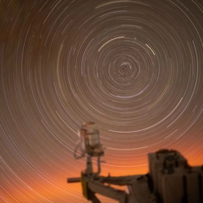 Circular arcs of star trails viewed from International Space Station