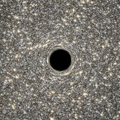 Artist's Concept of Giant Black Hole in Center of Ultracompact Galaxy