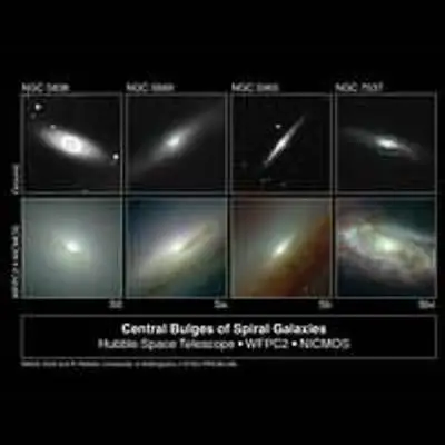 Four Spiral Galaxies, From Ground (upper) and Hubble (lower)