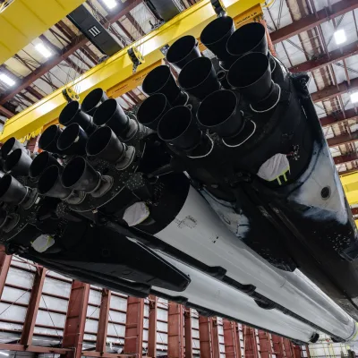 SpaceX Falcon Heavy Hangar Lift for NASA's Roman Space Telescope