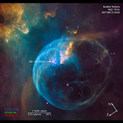 Compass and Scale Image for Bubble Nebula