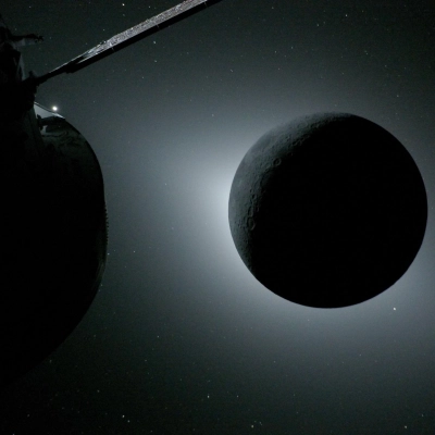 art002e009571 (April 6, 2026) - The Moon, backlit by the Sun during a solar eclipse, is photographed by NASA’s Orion...