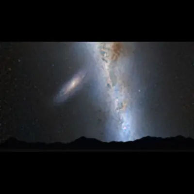 Nighttime Sky View of Future Galaxy Merger: 2 Billion Years