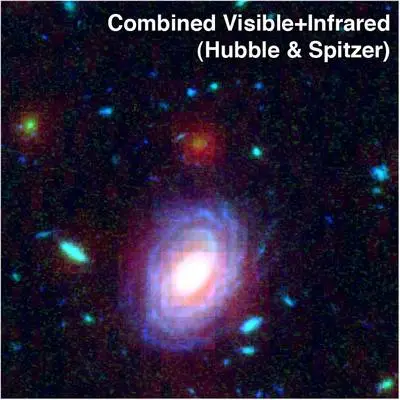 Galaxy HUDF-JD2 in Visible and Infrared Light