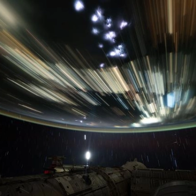 The city lights of Southeast Asia streaking below the International Space Station