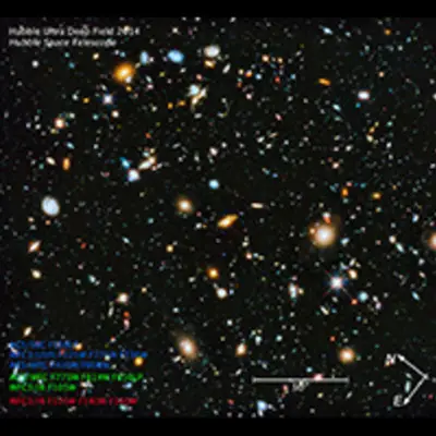 Compass and Scale Image for Hubble Ultra Deep Field 2014