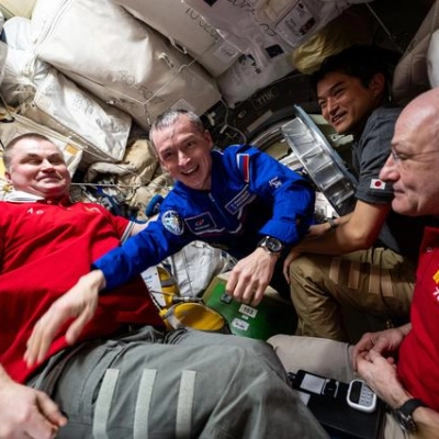 Roscosmos cosmonaut Sergey Ryzhikov enters the International Space Station
