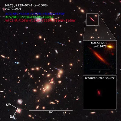 Compass and Scale Image for CLASH Galaxy Cluster MACS J2129-0741