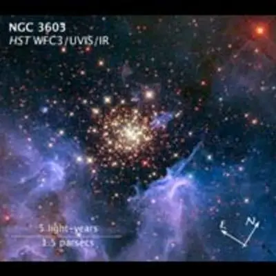 Compass and Scale Image for NGC 3603