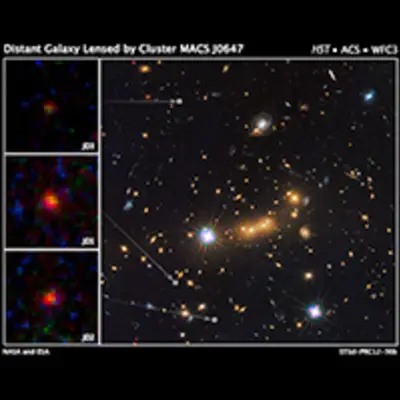 Cluster MACS J0647 Provides Three Magnified Views of Distant Galaxy