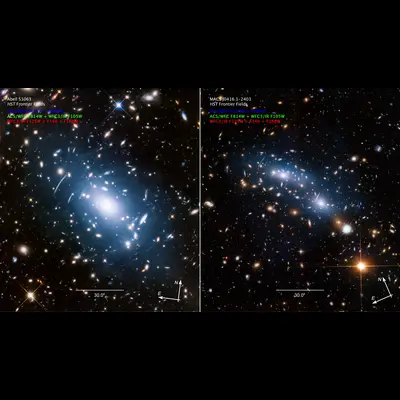 Compass Image for Intracluster Light in Galaxy Clusters Abell S1063 and MACS J0416.1-2403